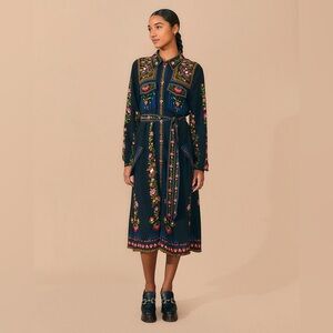 Farm Rio Black Toucan Garden Midi Dress